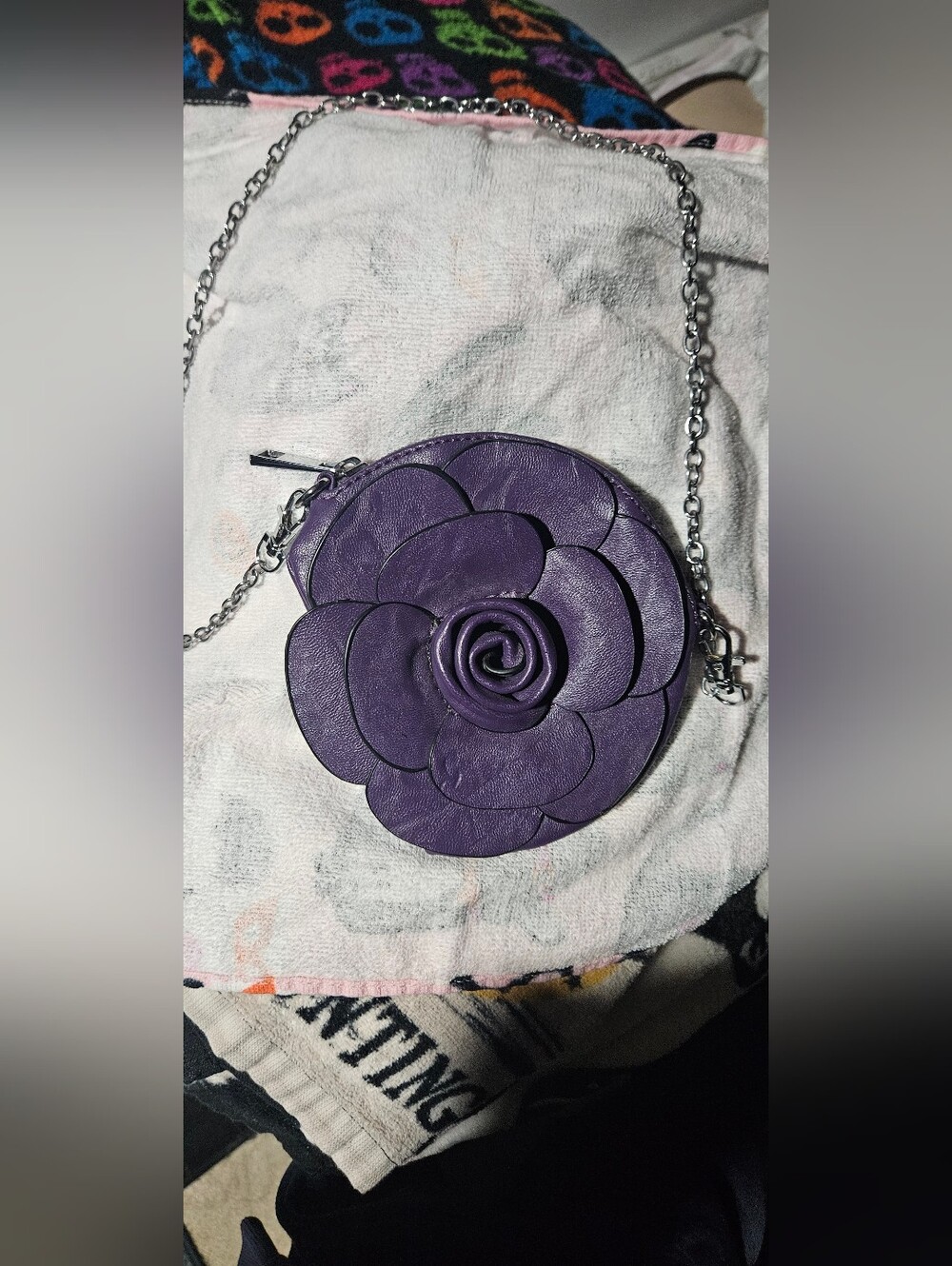Purple Floral Crossbody Bag - Unbranded